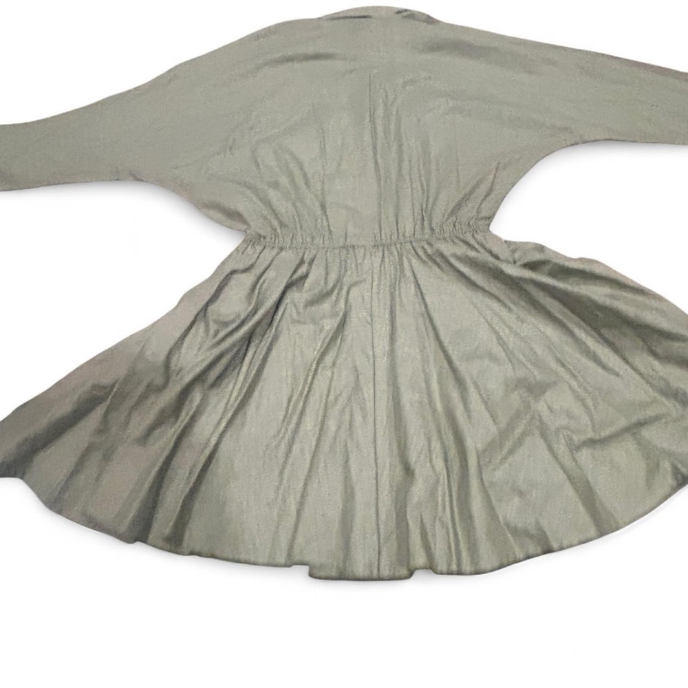 Vintage Hupburn Button-Front Peplum Shirt Dress in Olive Green - Picture 6 of 6